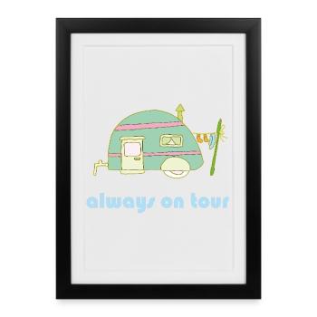 Caravane rétro toujours en tournée - Affiche encadrée (27 × 37 cm) - noir - Devant