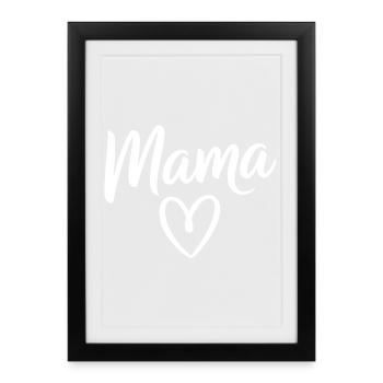 Typographie de l’écriture Mama Heart - Affiche encadrée (27 × 37 cm) - noir - Devant