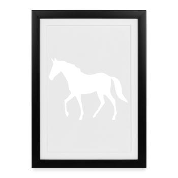 Silhouettes de chevaux Cavalier cadeau blanc - Affiche encadrée (27 × 37 cm) - noir - Devant