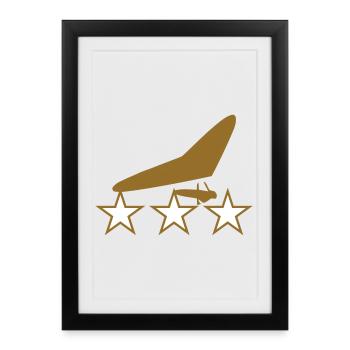 Insigne Deltaplane Or et Étoiles - Affiche encadrée (27 × 37 cm) - noir - Devant