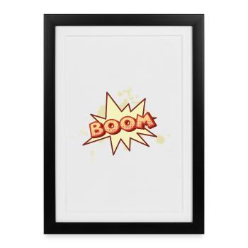 Boom ! – Dessin animé rétro en demi-teinte - Affiche encadrée (27 × 37 cm) - noir - Devant