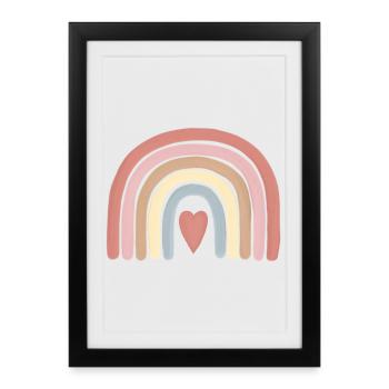Pastel Heart Rainbow Art - Framed poster (27 × 37 cm) - black - Front