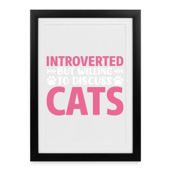 Discussion introvertie avec un chat - Affiche encadrée (27 × 37 cm) - noir - Devant