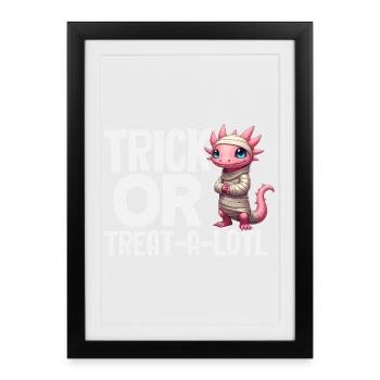 Mignon Axolotl Kawaii Amoureux des Axolotls - Affiche encadrée (27 × 37 cm) - noir - Devant