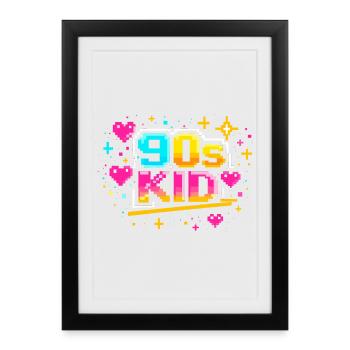 90s Pixelkid Neon Retro - Framed poster (27 × 37 cm) - black - Front