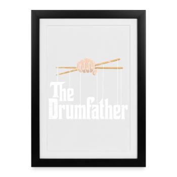 The DrumFather, conception pour batteurs et groupes de musique - Affiche encadrée (27 × 37 cm) - noir - Devant