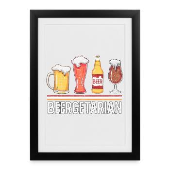 Béergetarienne, bière et satire - Affiche encadrée (27 × 37 cm) - noir - Devant