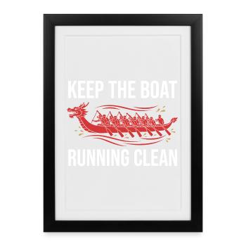 Équipe de pagayeurs du Dragon Boat Club Cadeau de bateaux Dragon - Affiche encadrée (27 × 37 cm) - noir - Devant