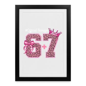 13th Birthday Shirt Funny Meme 67 Birthday 13 - Affiche encadrée (27 × 37 cm) - noir - Devant