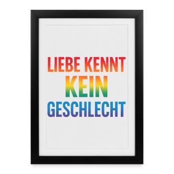 Liebe kennt kein Geschlecht Pride Statement LGBTQ - Gerahmtes Poster (27 × 37 cm) - Schwarz - Vorne