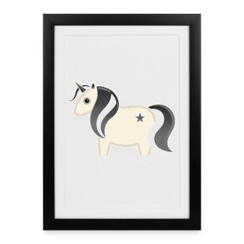 Gothic Kawaii Einhorn - Gerahmtes Poster (27 × 37 cm) - Schwarz - Vorne