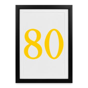 80. 80 YEARS. 80th ANNIVERSARY. 80 YEARS ANNIVERSARY. - Framed poster (27 × 37 cm) - black - Front