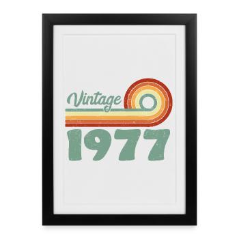 Vintage 1977 Anniversaire Montagne Rétro 1977 - Affiche encadrée (27 × 37 cm) - noir - Devant