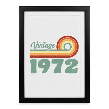 Vintage 1972 Anniversaire Montagne Rétro 1972 - Affiche encadrée (27 × 37 cm) - noir - Devant