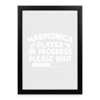 Harmonica Musican In Progress Harmonica - Framed poster (27 × 37 cm) - black - Front