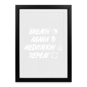 Breathing Asana Meditation Repetition - Framed poster (27 × 37 cm) - black - Front