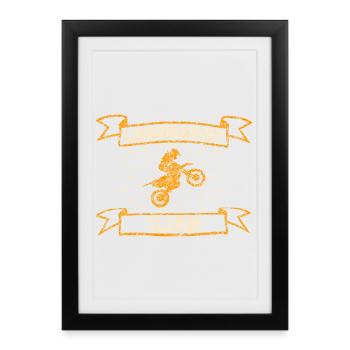 Ilian en motard - Affiche encadrée (27 × 37 cm) - noir - Devant