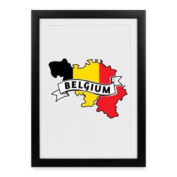 Cartes Belgium Flags - Affiche encadrée (27 × 37 cm) - noir - Devant