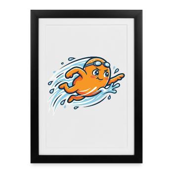 Vacances à la piscine à l’ambiance orange Orange Summer Vacation Ladies - Affiche encadrée (27 × 37 cm) - noir - Devant