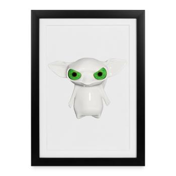 Extraterrestre blanc aux yeux brillants - Affiche encadrée (27 × 37 cm) - noir - Devant
