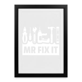 Silhouette de la boîte à outils MrFixIt - Affiche encadrée (27 × 37 cm) - noir - Devant