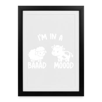 Baaad Mood Cow & Sheep - Framed poster (27 × 37 cm) - black - Front