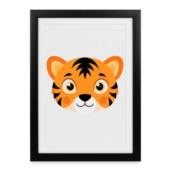 Bébé tête de tigre - Affiche encadrée (27 × 37 cm) - noir - Devant
