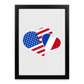 France USA Love French American - Framed poster (27 × 37 cm) - black - Front