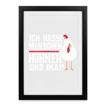 Hühnerflüsterer Huhn Hühnerhalter Hühner - Gerahmtes Poster (27 × 37 cm) - Schwarz - Vorne