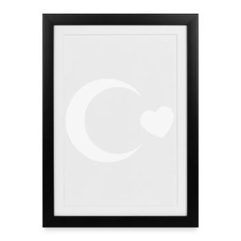 Drapeau de la Dinde en Croissant de Lune (J’adore la Dinde, Blanc) - Affiche encadrée (27 × 37 cm) - noir - Devant