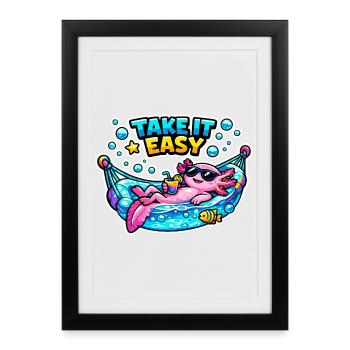 Prends ça doucement Sirène Hamac Axolotl - Affiche encadrée (27 × 37 cm) - noir - Devant