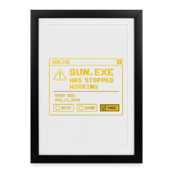 SUN.EXE: Solar eclipse retro error screen - Framed poster (27 × 37 cm) - black - Front