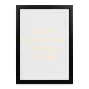 Club social anti-sommeil - Drôle - Affiche encadrée (27 × 37 cm) - noir - Devant