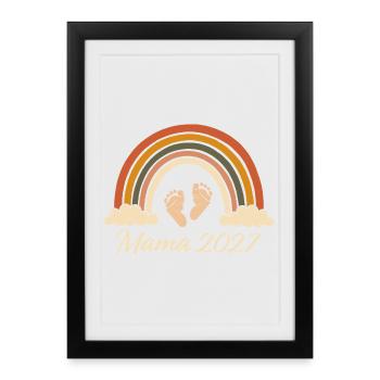 Annonce de grossesse maman 2027 Rainbow - Affiche encadrée (27 × 37 cm) - noir - Devant