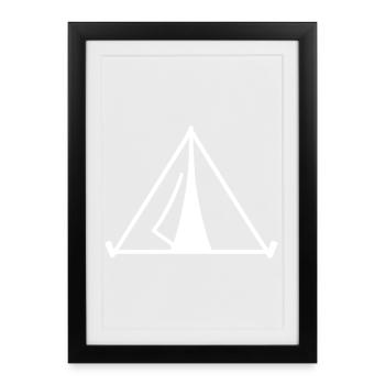 Camping, camping, camping, cadeau de vacances de camping - Affiche encadrée (27 × 37 cm) - noir - Devant