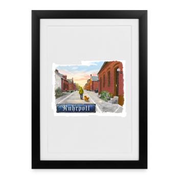 Zechensiedlung im Ruhrpott - Gerahmtes Poster (27 × 37 cm) - Schwarz - Vorne
