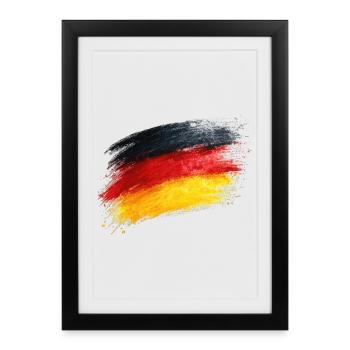 Titre du drapeau allemand en coups de pinceau - Affiche encadrée (27 × 37 cm) - noir - Devant