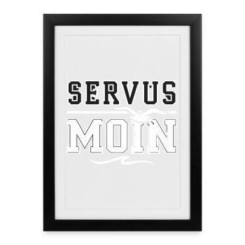Servus Moin North Sea Baltic Sea Coast Seagull Wave - Framed poster (27 × 37 cm) - black - Front