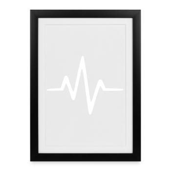 ECG Heartbeat Heart Rate Heart Line Gift - Framed poster (27 × 37 cm) - black - Front