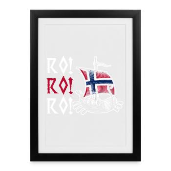 Norway Norge Fjords Scandinavian Ro Viking ship - Framed poster (27 × 37 cm) - black - Front