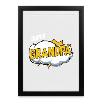 Super Grandpa Comic Motif - Framed poster (27 × 37 cm) - black - Front