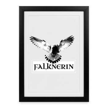 Panneau de fauconnerie fauconnière aigle fauconnerie - Affiche encadrée (27 × 37 cm) - noir - Devant