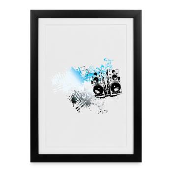 Frutiger Metro speakers - Floral Grunge Splash - Framed poster (27 × 37 cm) - black - Front