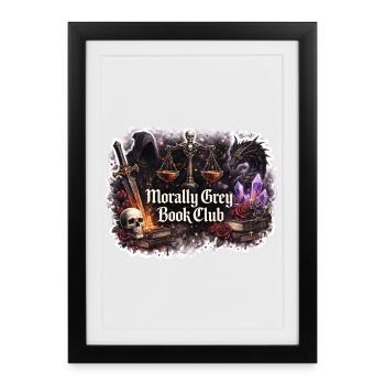 Club de lecture moralement gris - Affiche encadrée (27 × 37 cm) - noir - Devant