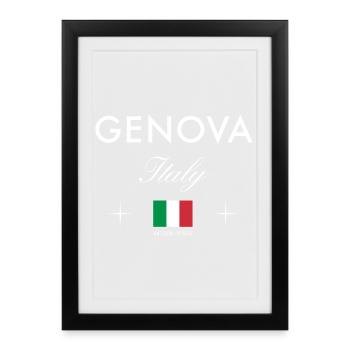 Genoa Italy Coordinates Travel Souvenir - Framed poster (27 × 37 cm) - black - Front