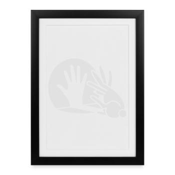 Ombre chinoise main lapin Cinéma drôle - Affiche encadrée (27 × 37 cm) - noir - Devant