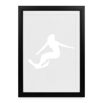 Surfergirl - Surf - Planche de surf - Affiche encadrée (27 × 37 cm) - noir - Devant