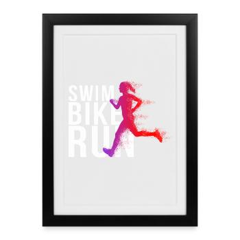 Triathlon - Swim Bike Run Woman - Framed poster (27 × 37 cm) - black - Front