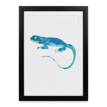 collage d'iguane bleu de différents modèles - Affiche encadrée (27 × 37 cm) - noir - Devant