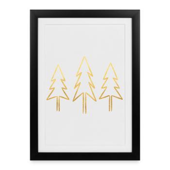 Sapin Or Optique Noël - Affiche encadrée (27 × 37 cm) - noir - Devant